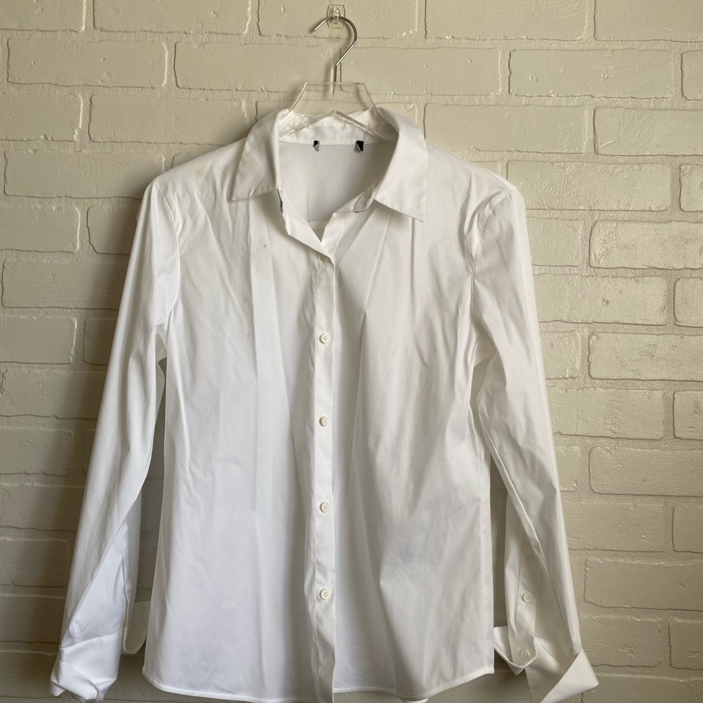 Lafayette 148 white button down shirt